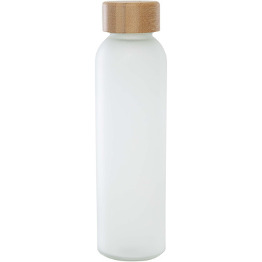 Logotrade Logogeschenke das Foto: Lume 500 ml Flasche aus mattiertem Kalknatronglas mit Bambusdeckel