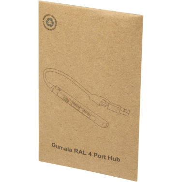 Logotrade Geschäftsgeschenke das Foto: Alkaid 4 Port Hub aus recyceltem Aluminium mit USB-A- und Typ-C-Anschlüssen und zwei Eingängen