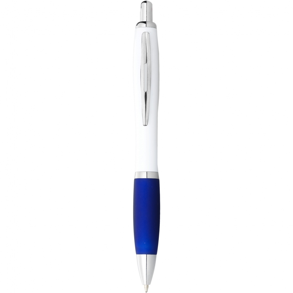 Logo trade promotional gift photo of: Nash ballpoint pen with white barrel and coloured grip