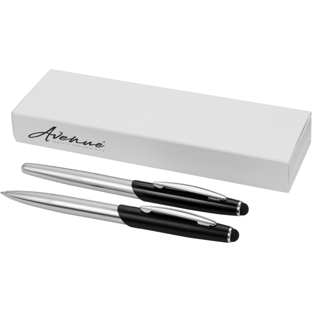 Logo trade promotional merchandise photo of: Geneva stylus ballpoint pen and rollerball pen set