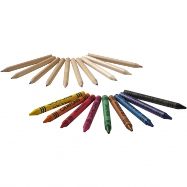 Logo trade promotional giveaways image of: Lucky 19-piece coloured pencil and crayon set