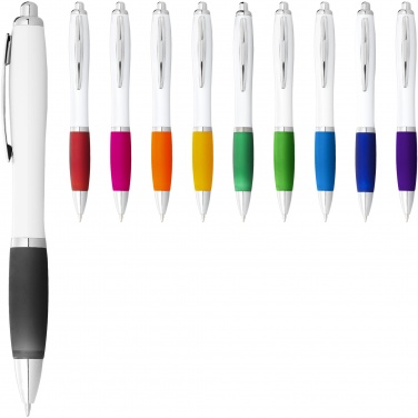 Logotrade corporate gift image of: Nash ballpoint pen white barrel and coloured grip