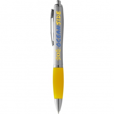 Logo trade advertising products image of: Nash ballpoint pen silver barrel and coloured grip