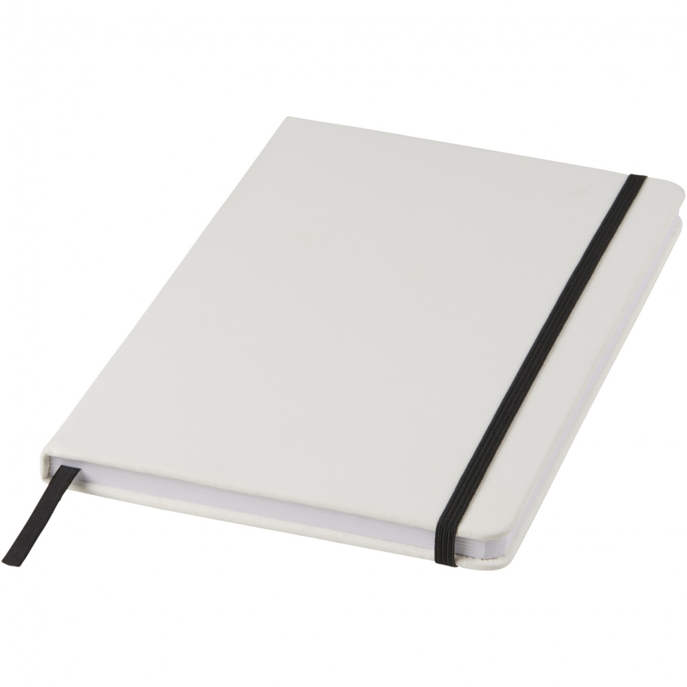 Logotrade advertising product image of: Spectrum A5 white notebook with coloured strap