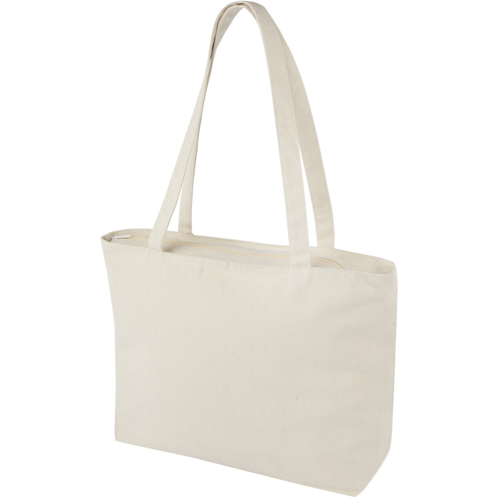 Logo trade corporate gifts image of: Ningbo 320 g/m² zippered cotton tote bag 15L