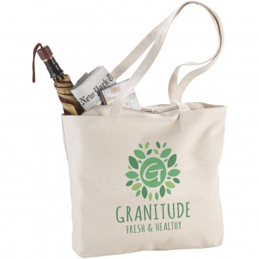 Logo trade promotional gifts picture of: Ningbo 320 g/m² zippered cotton tote bag 15L