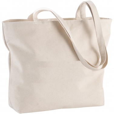 Logotrade corporate gift image of: Ningbo 320 g/m² zippered cotton tote bag 15L
