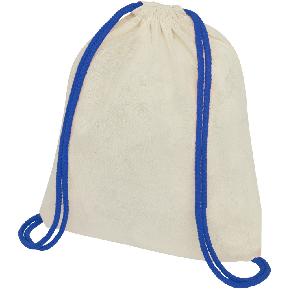 Logo trade promotional gifts image of: Oregon 100 g/m² cotton drawstring bag with coloured cords 5L