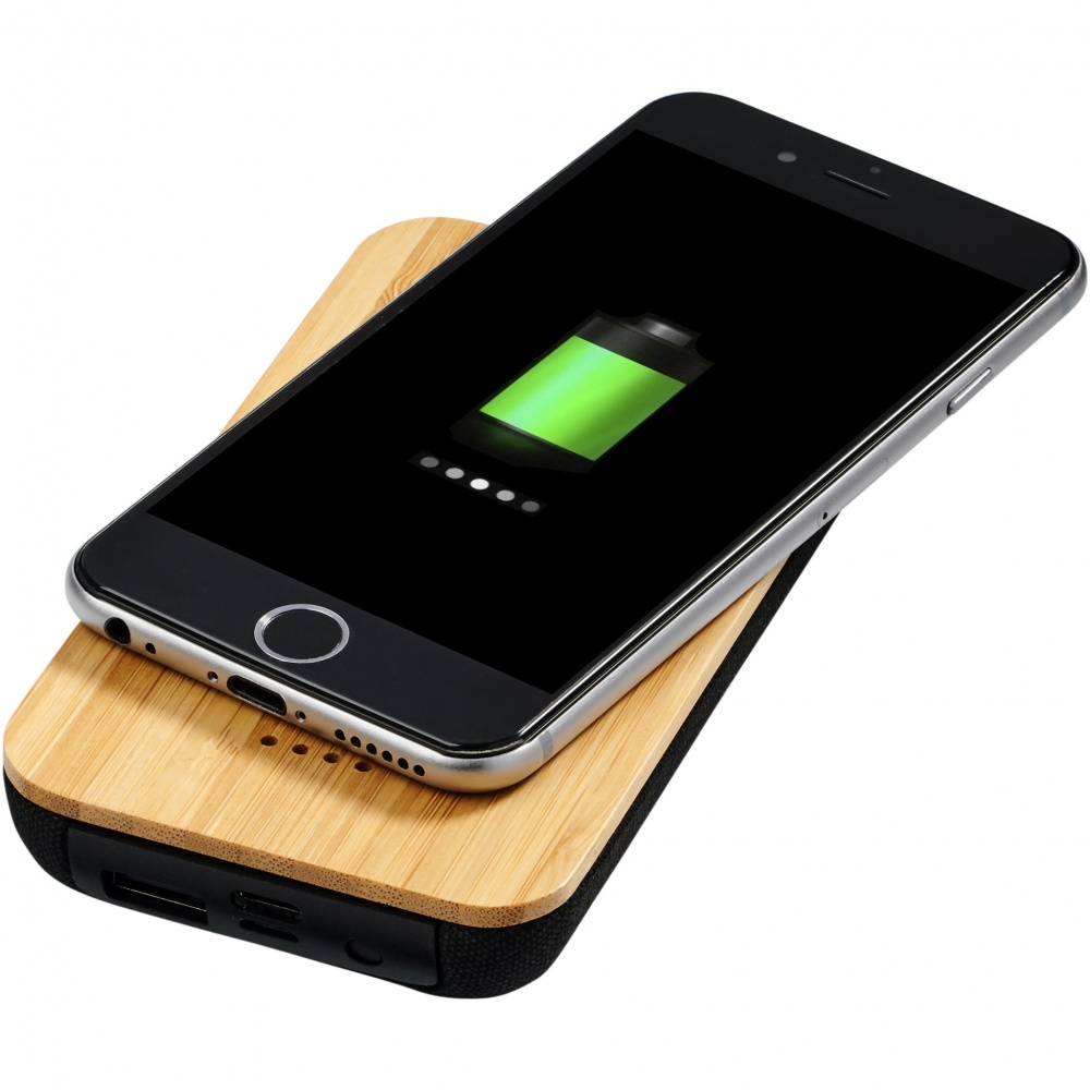 Logo trade promotional giveaways image of: Future 6000 mAh bamboo/fabric wireless power bank