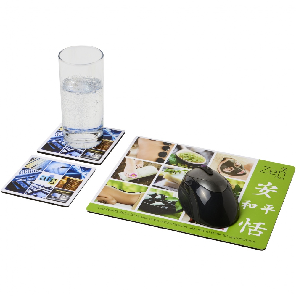 Logo trade promotional gift photo of: Q-Mat® mouse mat and coaster set combo 3