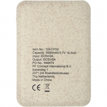 Logo trade promotional giveaways picture of: Asama 5000 mAh wheat straw power bank