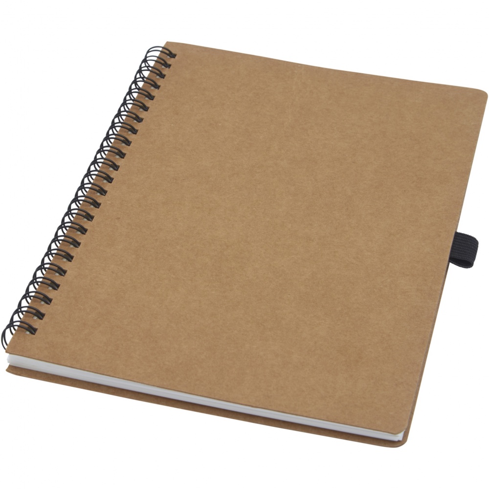 Logo trade promotional items picture of: Cobble A5 wire-o recycled cardboard notebook with stone paper