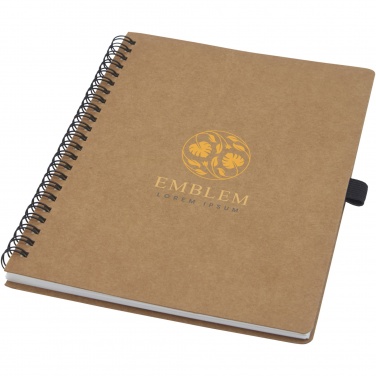 Logo trade advertising products picture of: Cobble A5 wire-o recycled cardboard notebook with stone paper