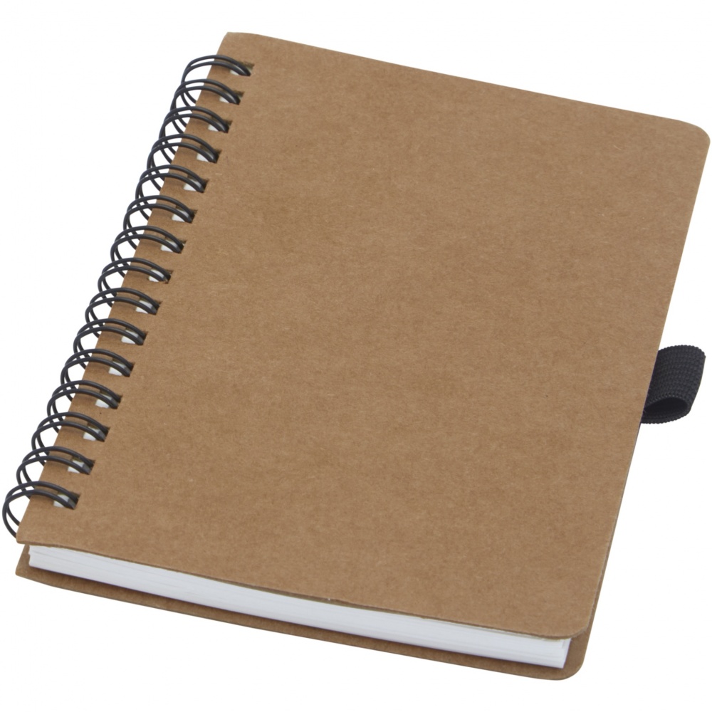 Logo trade promotional product photo of: Cobble A6 wire-o recycled cardboard notebook with stone paper