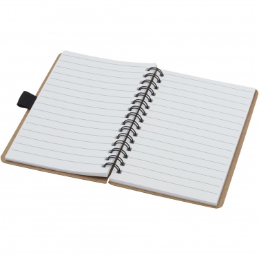 Logo trade promotional merchandise photo of: Cobble A6 wire-o recycled cardboard notebook with stone paper