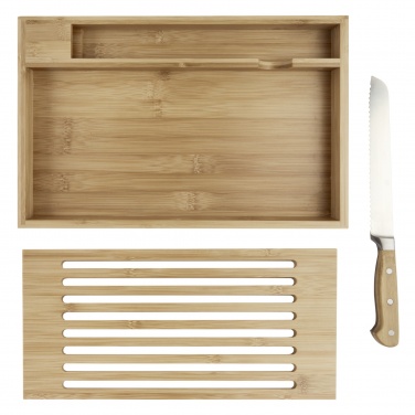 Logo trade promotional items image of: Pao bamboo cutting board with knife