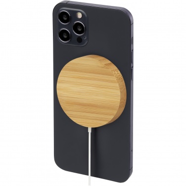 Logotrade promotional gift picture of: Atra 10W bamboo magnetic wireless charging pad