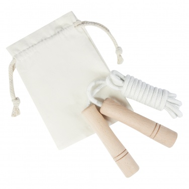 Logo trade promotional item photo of: Denise wooden skipping rope in cotton pouch