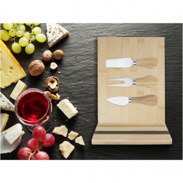 Logo trade promotional merchandise picture of: Mancheg bamboo magnetic cheese board and tools