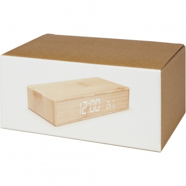 Logo trade promotional merchandise image of: Minata bamboo wireless charger with clock