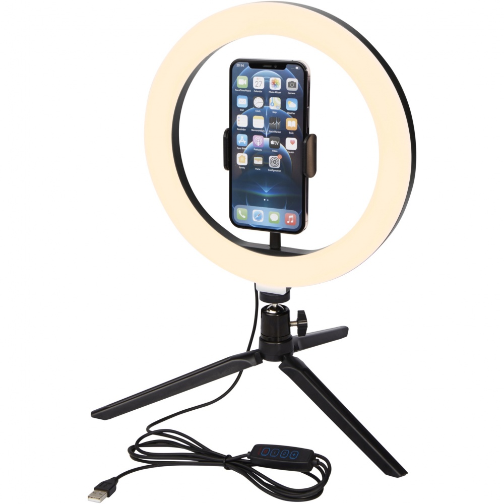 Logo trade promotional giveaways image of: Studio ring light for selfies and vlogging with phone holder and tripod