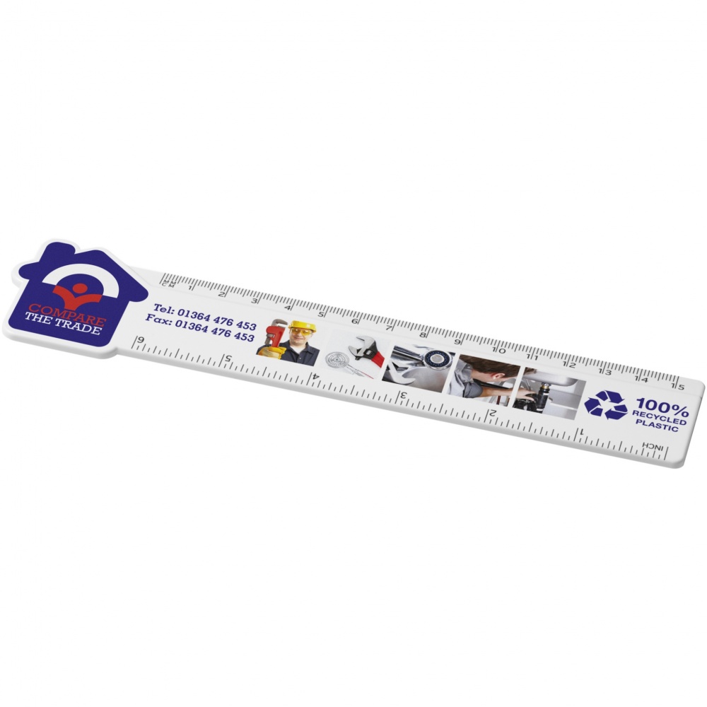 Logotrade corporate gift picture of: Tait 15 cm house-shaped recycled plastic ruler