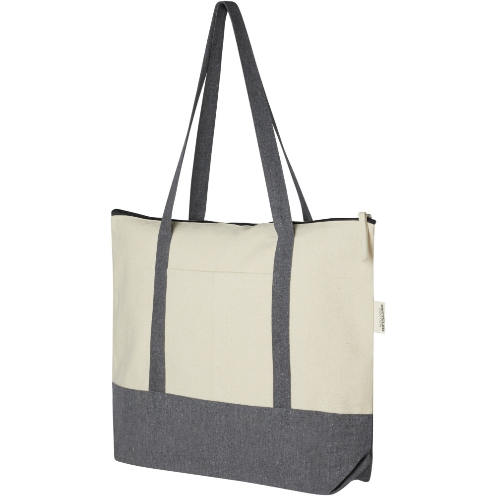 Logotrade promotional items photo of: Repose 320 g/m² recycled cotton zippered tote bag 10L