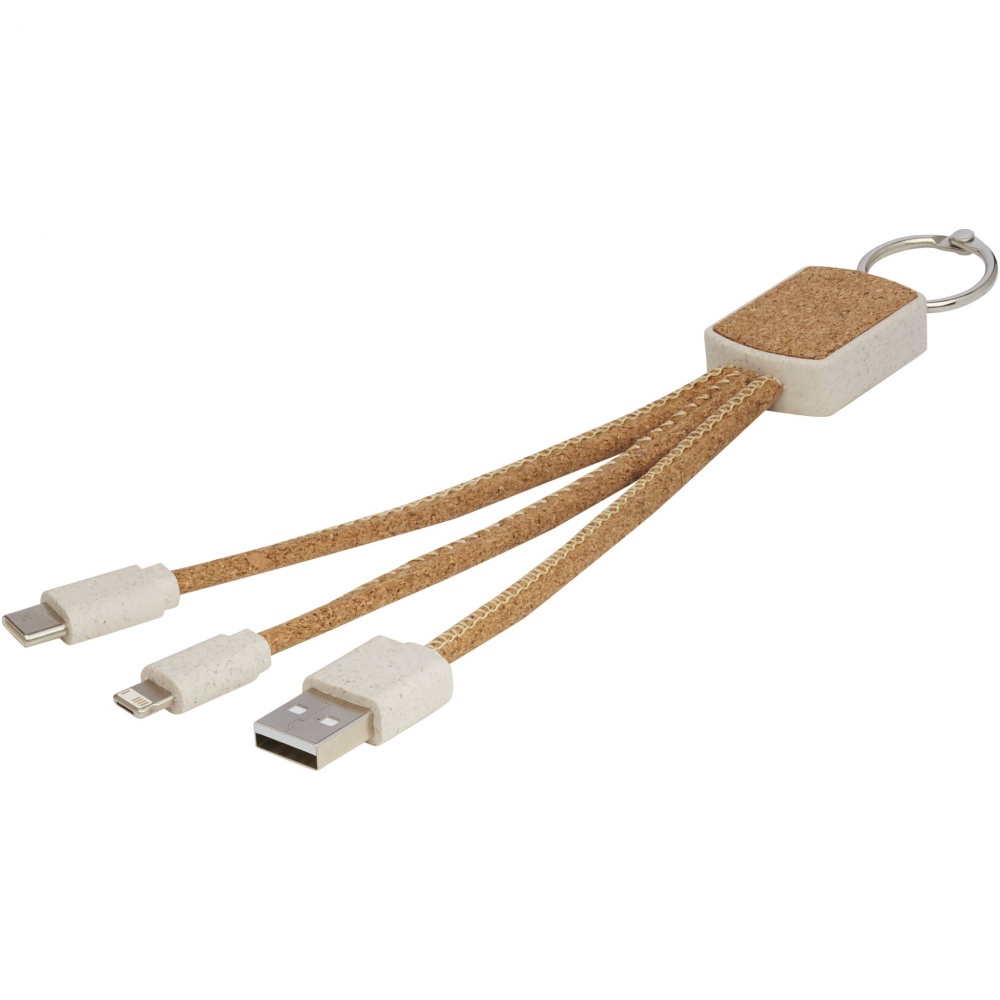 Logo trade corporate gifts image of: Bates wheat straw and cork 3-in-1 charging cable