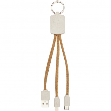 Logo trade business gift photo of: Bates wheat straw and cork 3-in-1 charging cable