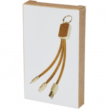 Logo trade promotional merchandise image of: Bates wheat straw and cork 3-in-1 charging cable