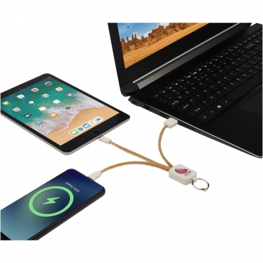 Logo trade promotional gifts picture of: Bates wheat straw and cork 3-in-1 charging cable