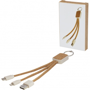 Logo trade promotional gifts picture of: Bates wheat straw and cork 3-in-1 charging cable