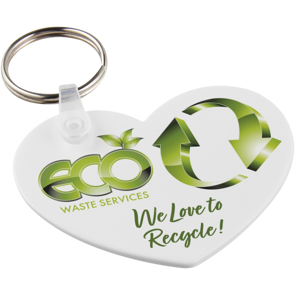Logo trade promotional giveaways image of: Tait heart-shaped recycled keychain