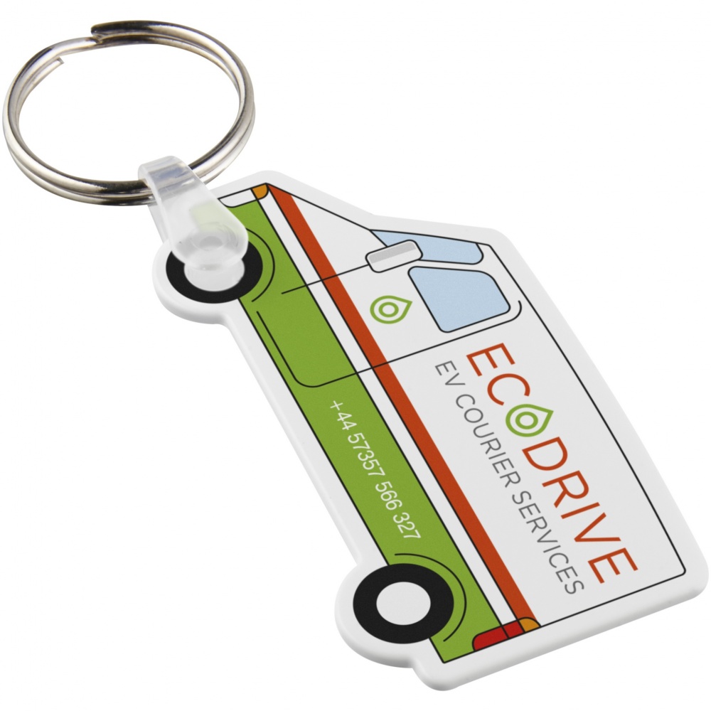 Logotrade promotional item image of: Tait van-shaped recycled keychain