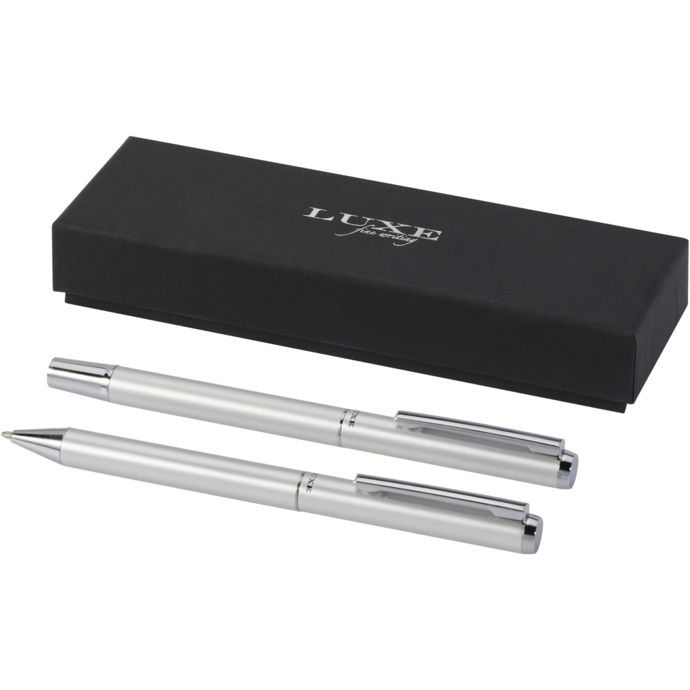 Logotrade promotional merchandise image of: Lucetto recycled aluminium ballpoint and rollerball pen gift set