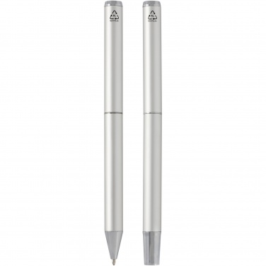Logo trade business gifts image of: Lucetto recycled aluminium ballpoint and rollerball pen gift set