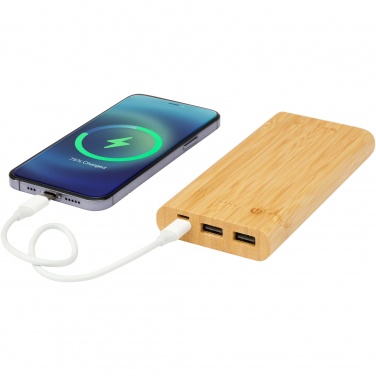Logo trade business gifts image of: Tulda 10.000 mAh bamboo power bank