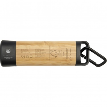 Logotrade corporate gift picture of: Kuma bamboo/RCS recycled plastic torch with carabiner