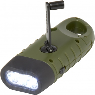 Logotrade promotional item picture of: Helios recycled plastic solar dynamo flashlight with carabiner