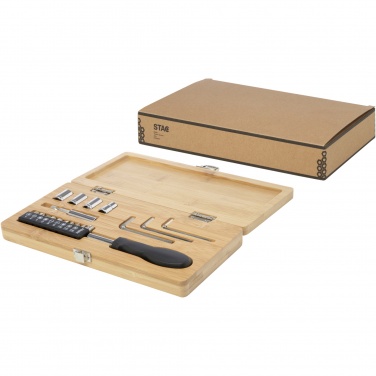 Logo trade promotional products image of: Rivet 19-piece bamboo/recycled plastic tool set