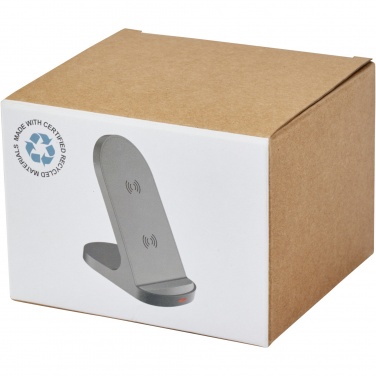 Logo trade promotional merchandise picture of: Loop 15W dual coil RCS recycled plastic wireless charging stand