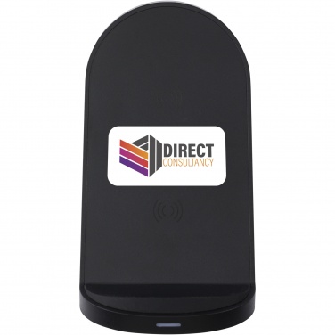 Logo trade promotional gifts picture of: Loop 15W dual coil RCS recycled plastic wireless charging stand