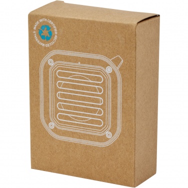 Logo trade promotional items image of: Solo 3W IPX5 RCS recycled plastic solar Bluetooth® speaker with carabiner 