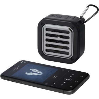 Logotrade promotional items photo of: Solo 3W IPX5 RCS recycled plastic solar Bluetooth® speaker with carabiner 