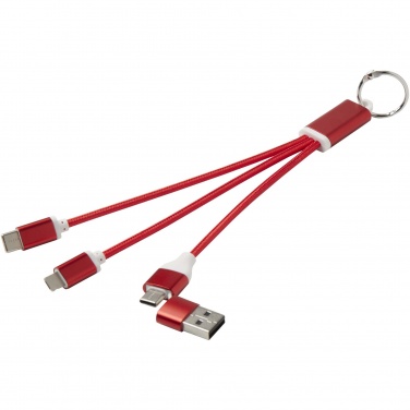 Logo trade promotional item photo of: Metal 4-in-1 recycled aluminium charging cable with keychain