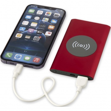 Logo trade promotional item photo of: Juice 4000 mAh Type-C recycled aluminium wireless power bank 