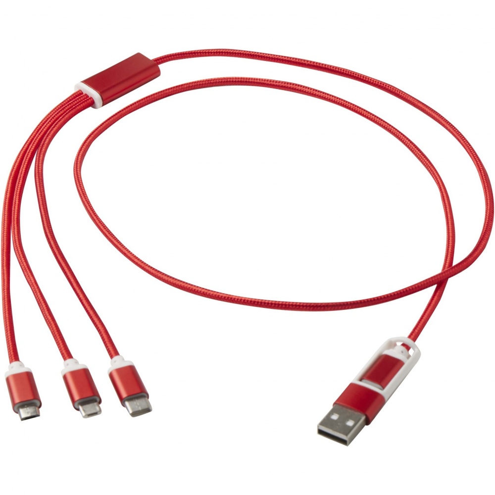 Logo trade promotional merchandise image of: Versatile 5-1 recycled aluminium charging cable
