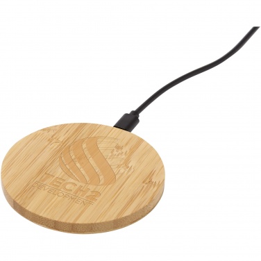 Logo trade promotional products picture of: Essence 15W bamboo wireless charging pad