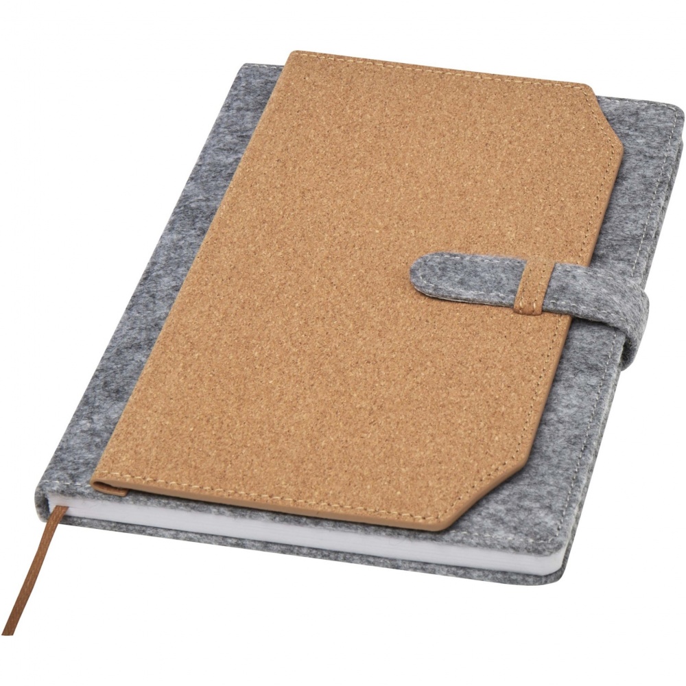 Logo trade business gifts image of: Viviana A5 recycled felt and cork notebook