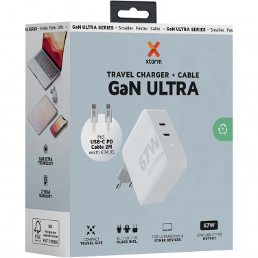 Logotrade promotional giveaway image of: Xtorm XVC2067 GaN Ultra 67W travel charger with 100W USB-C PD cable